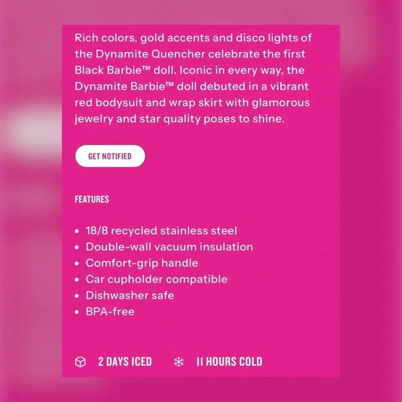 Barbie x Stanley 80s DYNAMITE Barbie LIMITED EDITION 40 oz Quencher BNIB - Picture 5 of 10